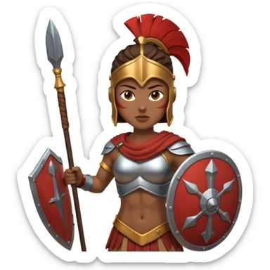woman spartan warrior holding spear and shield sticker