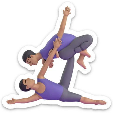 man doing pigeon yoga pose with one leg bent in front and one leg stretched behind sticker