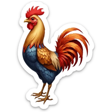 Rooster standing on tree sticker