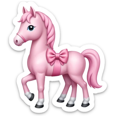 baby pink horse with bow  sticker