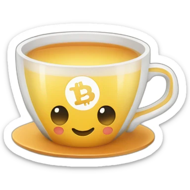 a crypto token with a tea cup icon sticker