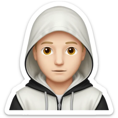 Man with white hood sticker