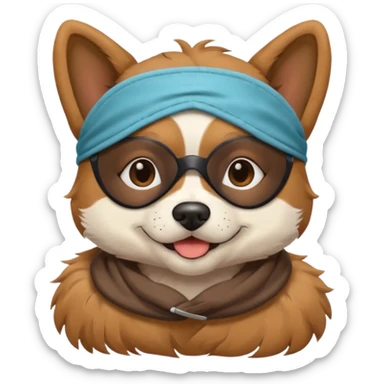 a dog hero with sleep mask and wearing shirt sticker