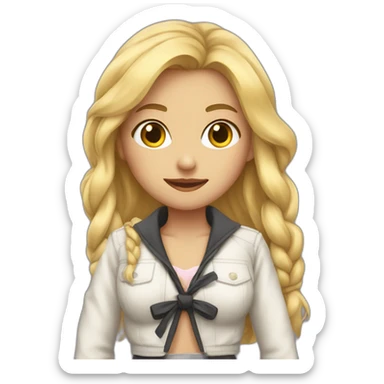 Blonde girl jacket off and tied around waist sticker