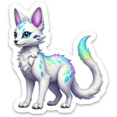 Cute Kawaii Epic Colorful White Iridescent Nebula Sergal-Serval-Vernid full body sticker