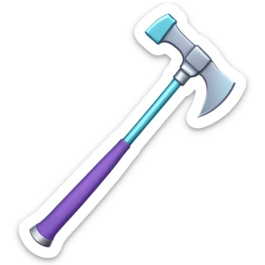 Axe with purple handle with silver blade with cyan edge sticker