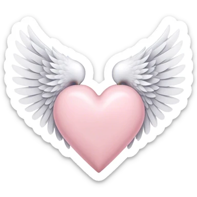 pastel pink heart with white wings sticker