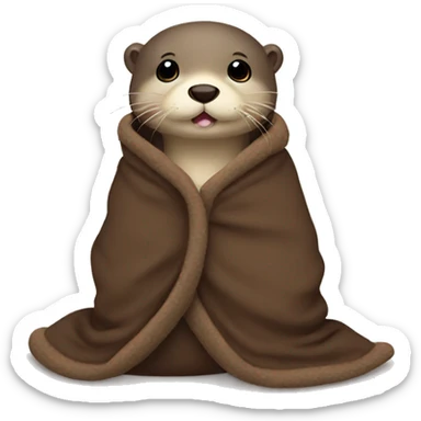 otter cozy in blanket sticker