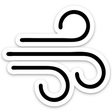 wind represented by abstract flowing shapes in a minimalist outline style sticker