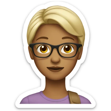 A girl with short blond hair and brown glasses  sticker