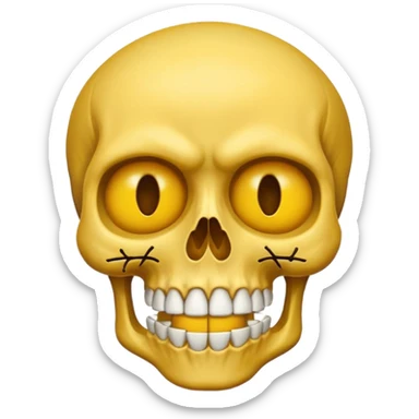 half face very hungry emoji, another half angry skull skeleton sticker