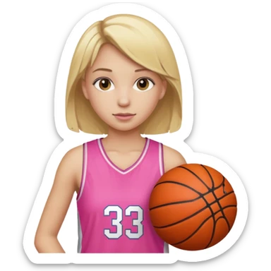 Blonde female, basketball player wearing pink teenager sticker