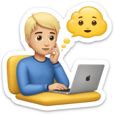programmer emoji with laptop, daydreaming, no thought bubble sticker