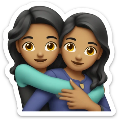 Two Hispanic girls hug sticker