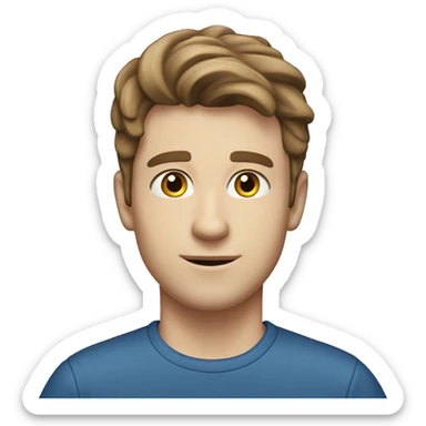 A 22 year old, Caucasian man, with short brown hair,   with blue eyes wearing a t-shirt. sticker