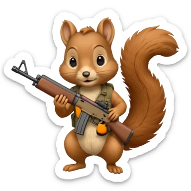 Squirrel holding m4 rifle sticker