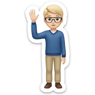 boy focused on studying raising his hand  full body
 sticker