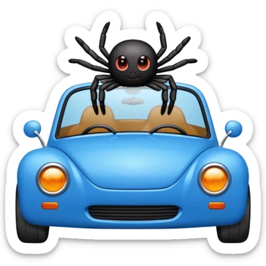 Cute spider driving a blue car sticker
