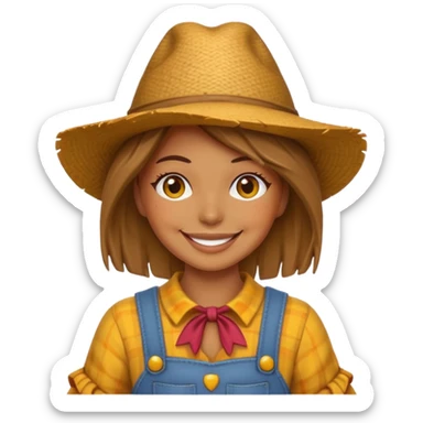 Scracrow with typical female emoji face, chest up only sticker