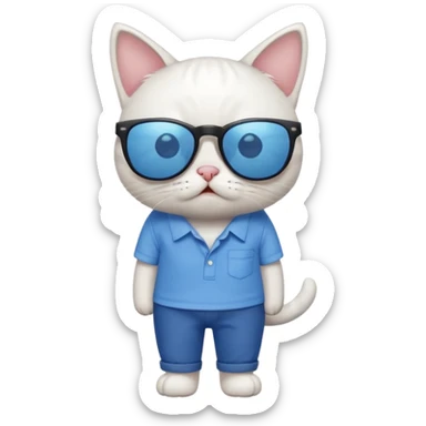 Cat with sunglasses with blue shirt pants and shocked sticker
