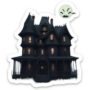 Dark and stormy night Haunted Addams house. Dilapidated  sticker