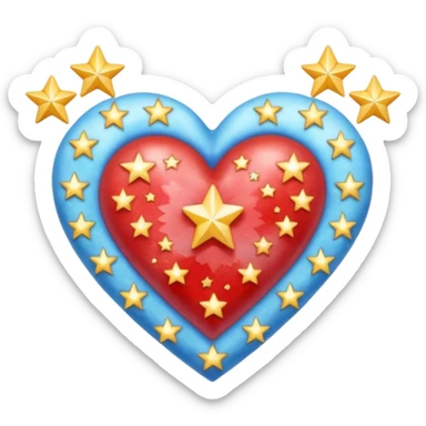 corazon celeste con estrellas sticker