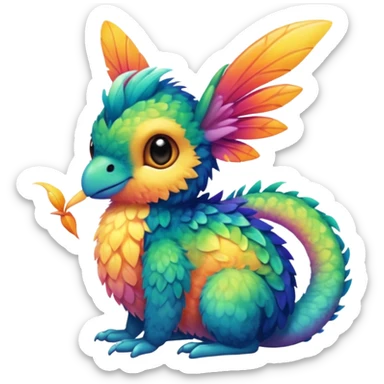 P moe cute tropical gradients-colored fuzzy realistic Randomly-faerie-drake exotic Fakémon-creature sticker