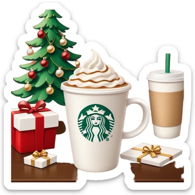 Starbucks cup in Christmas morning sticker