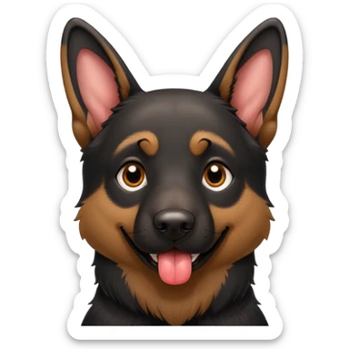 cartoon style dark German Shepherd dog with its tongue hanging out long sticker