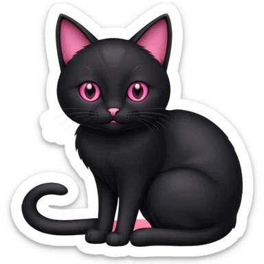 Black cat with pink eyes sticker