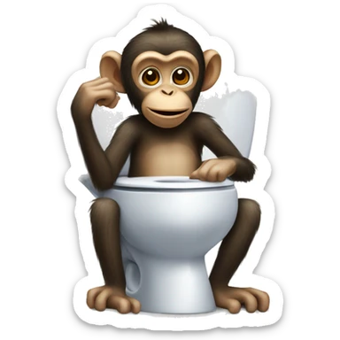 monkey sitting on toilet sticker