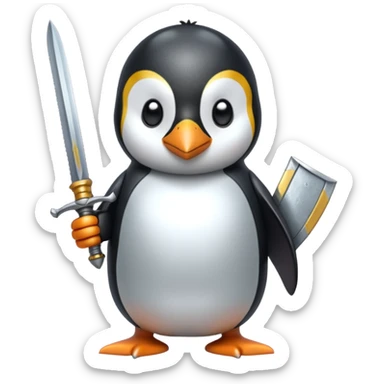 Penguin sword in hand sticker
