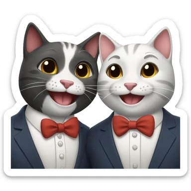 two happy cats in suits sticker