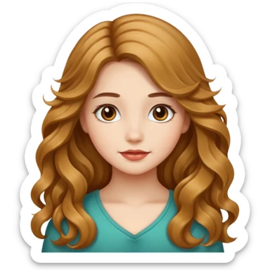 a girl with hazel long wavy silky hair.  sticker
