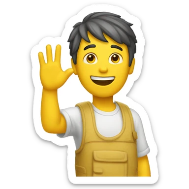 A guy with yellow skin waving and saying hi sticker