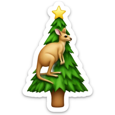A kangaroo shaped like a Christmas tree, with a star on its head sticker