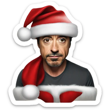 Robert Downey Jr. with santa hat sticker