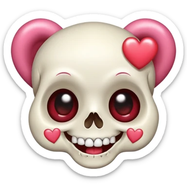 
Cute kawaii skull with a heart shaped nose and eyes are shaped as hearts cartoon -style/cute and transparent for a sticker sticker
