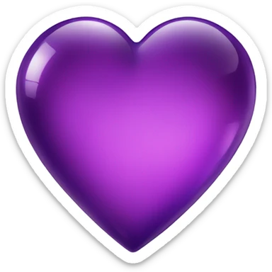 Shiny glass violet heart  sticker