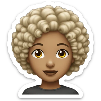light skin girl afro black hair sticker