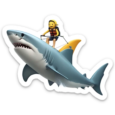 Shark wakeboarding off of a yacht sticker