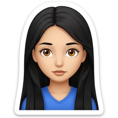 Girl with long black hair, brown eyes, lashes and brown skin  sticker