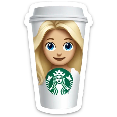 Starbucks cup drink with blonde girl blue eyes  sticker