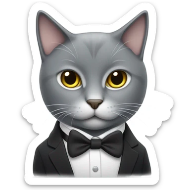 grey cat wearing a tuxedo  sticker