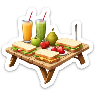 picnic table with food items on it sticker