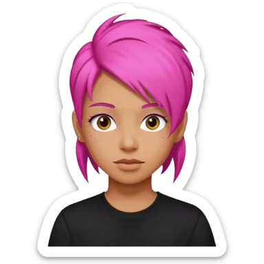 Black shirt pink hair sticker