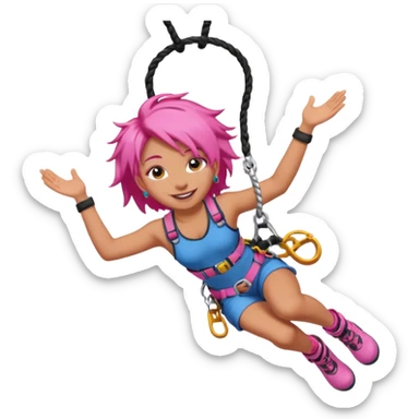 bungee jumping face with earrings and pink hair flying away earrings flying away sticker