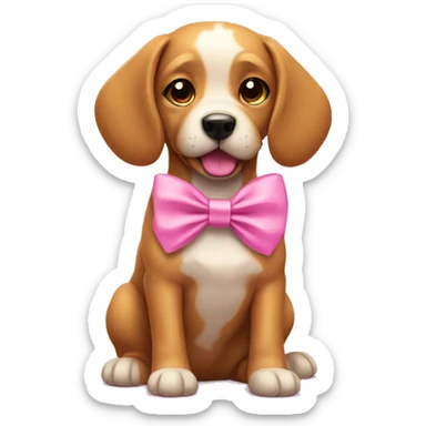Dog wearing a pink bow sticker
