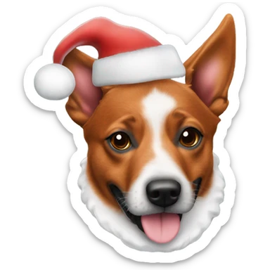 Red Australian cattle dog with Santa hat sticker