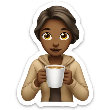 Girl drink coffee sticker